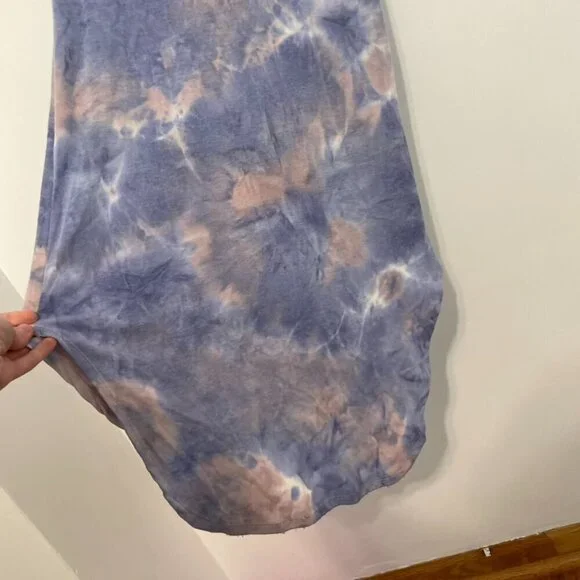 NEW NWT PINK ROSE Periwinkle Blue Mauve Pink Tie Dye Sleeveless Midi Tank Dress - Picture 16 of 16